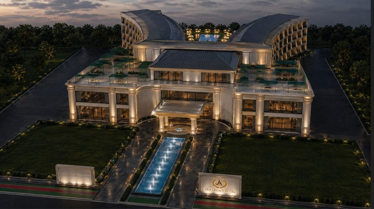 The Aris Legacy Hotel site in Atlanta at night